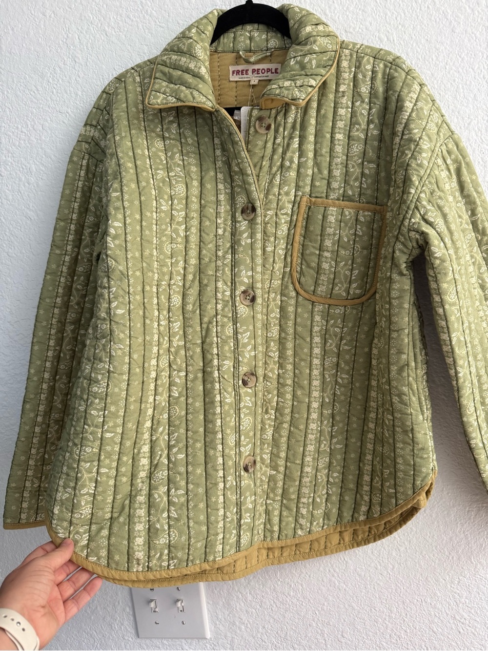 Free People Alexie quilted jacket in olive Size Small new with tags - Picture 5 of 7